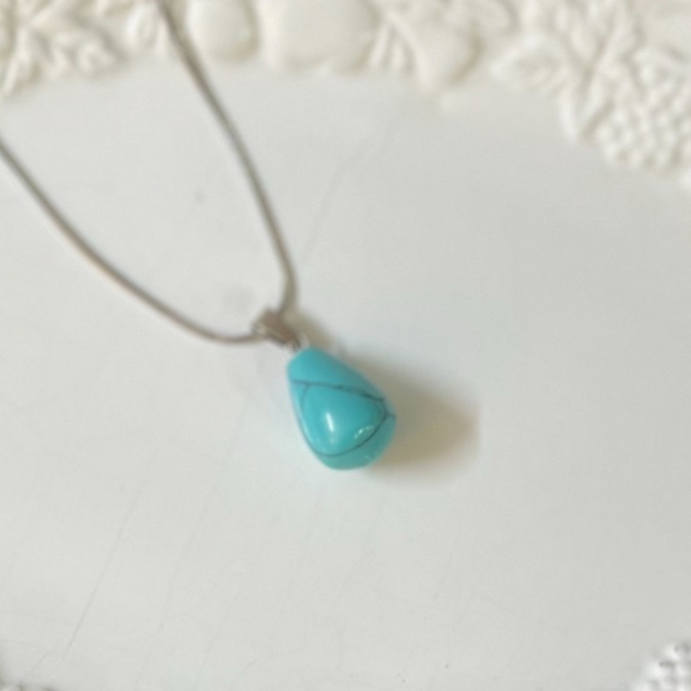 Turquoise Teardrop Necklace with Silver Bale